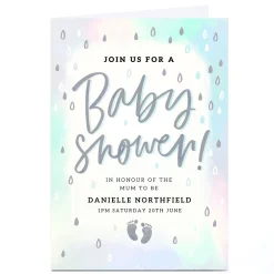 New Personalised Baby Shower Invitation - Pastel Rain Invitations|Baby Shower Party