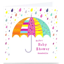 Outlet Personalised Baby Shower Card - Umbrella Premium Square|New Baby