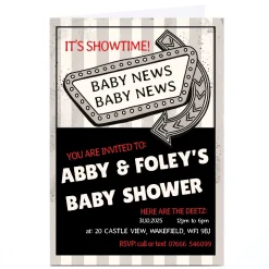 Card Factory Personalised Baby Shower Invitation - Showtime