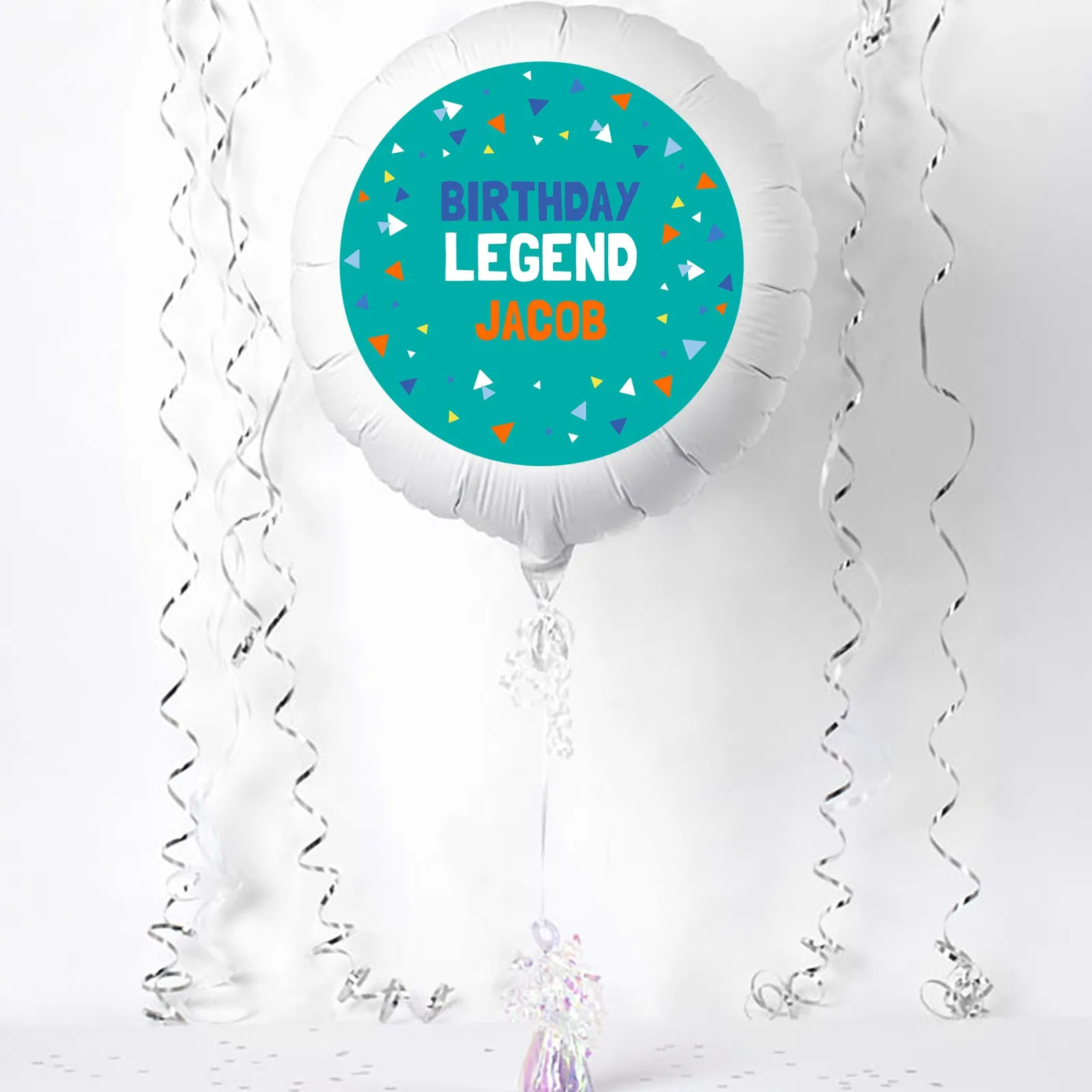 Kids Card Factory Personalised Balloon - Green Triangle Confetti, Any Message