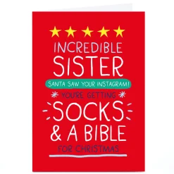 Discount Personalised Bangheads Christmas Card - Santa Saw Your Instagram Funny|Christmas