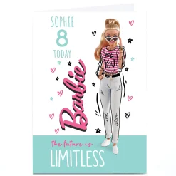 Kids Card Factory Personalised Barbie Birthday Card - Limitless, Editable Age