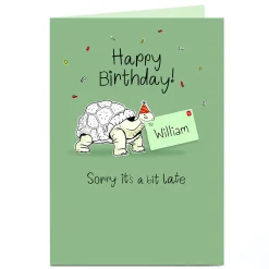 New Personalised Belated Birthday Card - Tortoise BOY For Friend|For Boyfriend