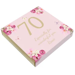 Sale Personalised Belgian Chocolates - Pink Floral, Editable Age Chocolate & Sweets|Birthday Gifts