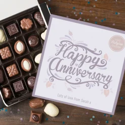 Card Factory Personalised Belgian Chocolates - Happy Anniversary Script