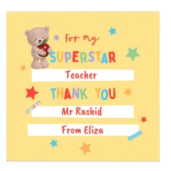 Card Factory Personalised Belgian Chocolates - Hugs Bear Superstar Teacher