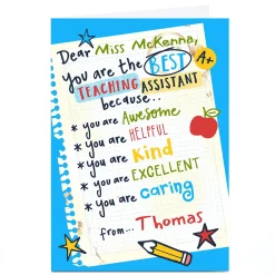 Best Personalised Bev Hopwood Thank You Card - Teaching Assistant Thank You