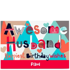 Card Factory Personalised Bev Hopwood Birthday Card - Awesome Husband
