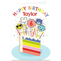 Kids Card Factory Personalised Bev Hopwood Birthday Card - Emoji Kids Cake, Editable Age