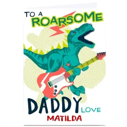 Card Factory Personalised Bev Hopwood Father's Day Card - Daddy Dinosaur