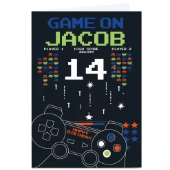 Discount Personalised Bev Hopwood Birthday Card - Gaming, Editable Age Kids For Son|For Nephew