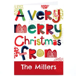 Best Personalised Bev Hopwood Christmas Card - A very Merry Christmas Christmas