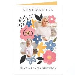 Hot Personalised Birthday & Milestone Photo Card - Have a Lovely Birthday Flowers For Auntie|60Th Birthday