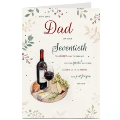 Card Factory Personalised Birthday Card - Red Wine & Food