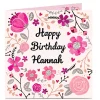 New Personalised Birthday Card - Pretty Pink Flowers Kids For Friend|Premium Square