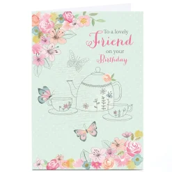 Discount Personalised Birthday Card - Pastel Tea Party Lovely Friend For Friend|Female Friend