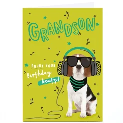 Personalised Birthday Card - Birthday Beats Dog, Grandson Kids For Grandson|Grandson