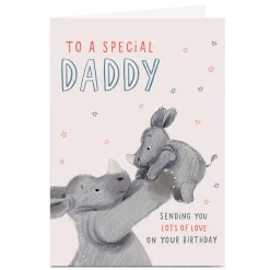 Outlet Personalised Birthday Card - Cute Rhinos, To a Special Daddy For Dad|Dad