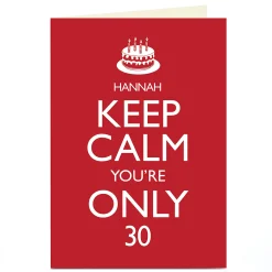 BOY Card Factory Personalised Birthday Card - Keep Calm You're Only, Editable Age