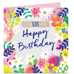 Best Personalised Birthday Card - Floral Border Nan Premium Square|Birthday