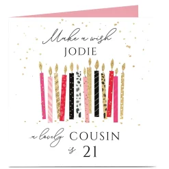 Online Personalised Birthday Card - Printed Candles Cousin, Editable Age & Recipient For Sister|For Granddaughter
