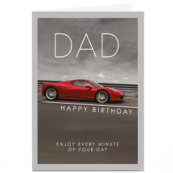 Card Factory Personalised Birthday Card - Enjoy Every Minute Sports Car, Dad