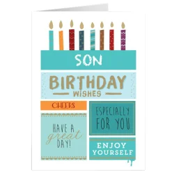 Card Factory Personalised Birthday Card - Son, Birthday Wishes
