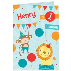 Kids Card Factory Personalised Birthday Card - Circus Party, Editable Age