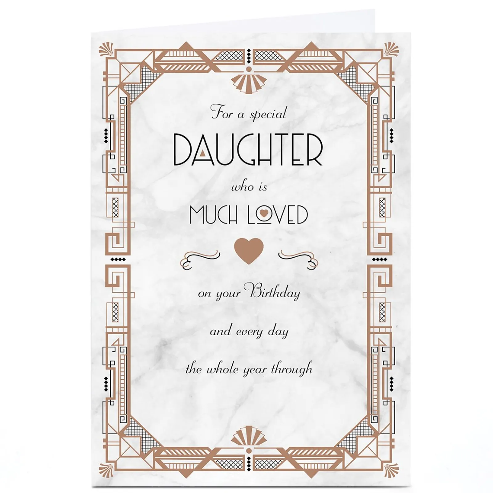 Card Factory Personalised Birthday Card - Art Deco Loved Every Day, Daughter