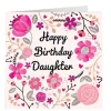 Hot Personalised Birthday Card - Pretty Pink Flowers, Daughter Daughter|For Daughter