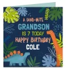 Discount Personalised Birthday Card - Name and Age Kids For Grandson|Premium Square
