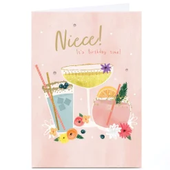 Card Factory Personalised Birthday Card - Birthday Time Cocktails, Niece