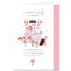 Card Factory Personalised Birthday Card - Red Roses Flower Stall, Wife