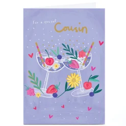 Card Factory Personalised Birthday Card - Special Purple Cocktails, Cousin
