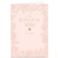Card Factory Personalised Birthday Card - Pastel Peach Floral, Mum From Both of Us