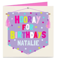Hot Personalised Birthday Card - Hooray For Birthday Kids For Auntie|For Kids