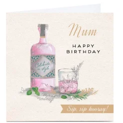 Card Factory Personalised Birthday Card - Sip Sip Hooray, Mum