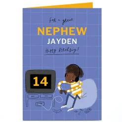 New Personalised Birthday Card - Computer Game Nephew, Editable Age & Recipient Kids For Son|For Nephew