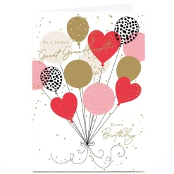Card Factory Personalised Birthday Card - Big Bunch of Balloons, Great Granddaughter
