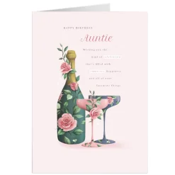 Card Factory Personalised Birthday Card - Floral Drinks, Auntie
