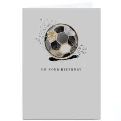 Kids Card Factory Personalised Birthday Card - Gold and Black Football