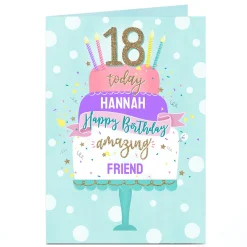 Card Factory Personalised Birthday Card - Birthday Cake Friend Age 18
