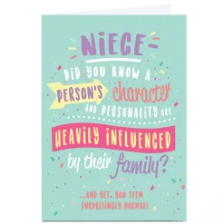 Card Factory Personalised Birthday Card - You Seem Surprisingly Normal, Niece