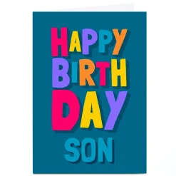 Personalised Birthday Card - Colourful Letters, Son For Son|Son