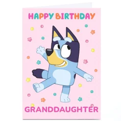 Kids Card Factory Personalised Birthday Card - Bluey Granddaughter Pink