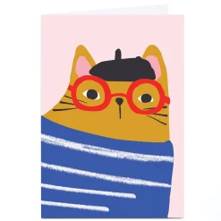 Kids Card Factory Personalised Birthday Card - Cat in Beret