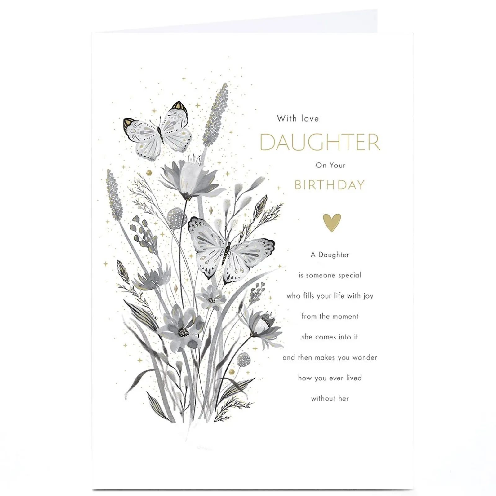 Outlet Personalised Birthday Card - Wild Flowers and Butterflies, Daughter For Daughter|Daughter