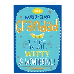 Card Factory Personalised Birthday Card - World Class Wise Witty and Wonderful, Grandad