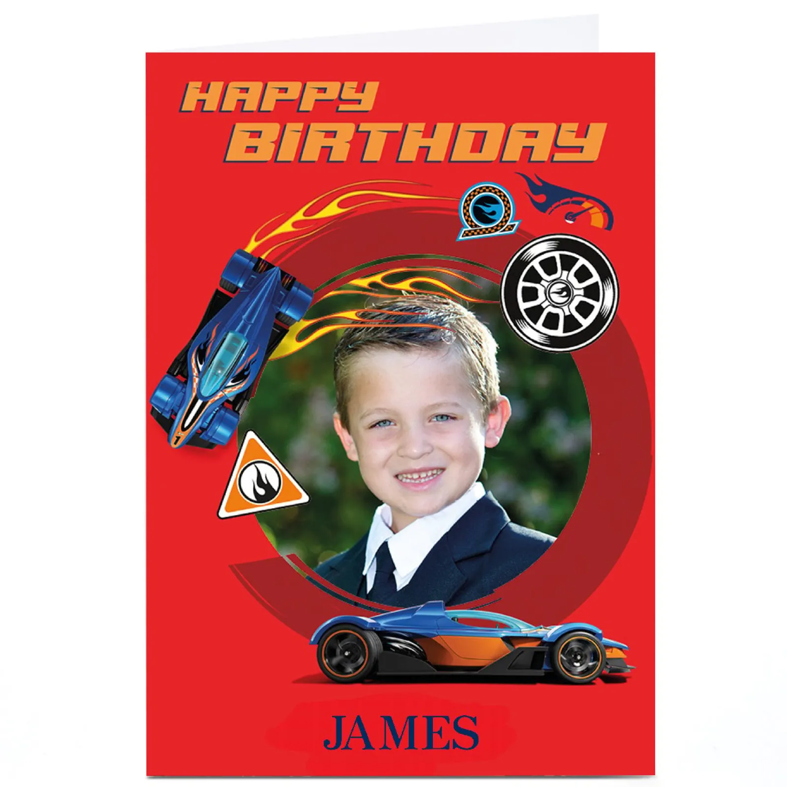 Kids Card Factory Personalised Birthday Card - HotWheels - Image Oval Frame Only