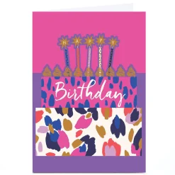 Kids Card Factory Personalised Birthday Card - Floral birthday cake